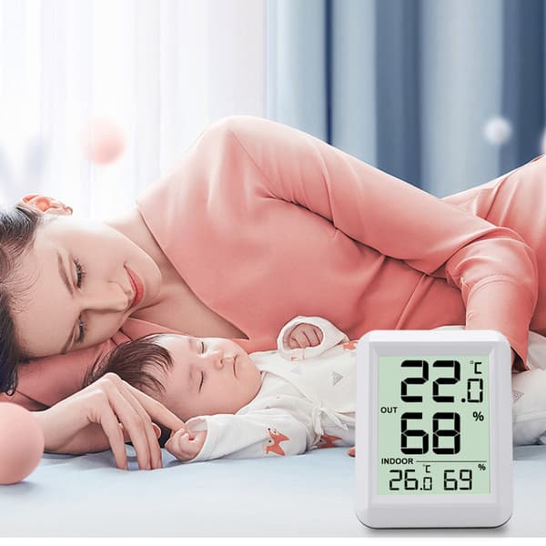 Trådløst termometer og hygrometer innendørs/utendørs Hvit White 55