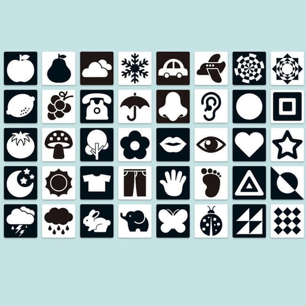 Baby Visual Stimulation Card Black White Visual Stimulation High Contrast Baby Flashcard Black White Card Newborn SET 4 SET 1