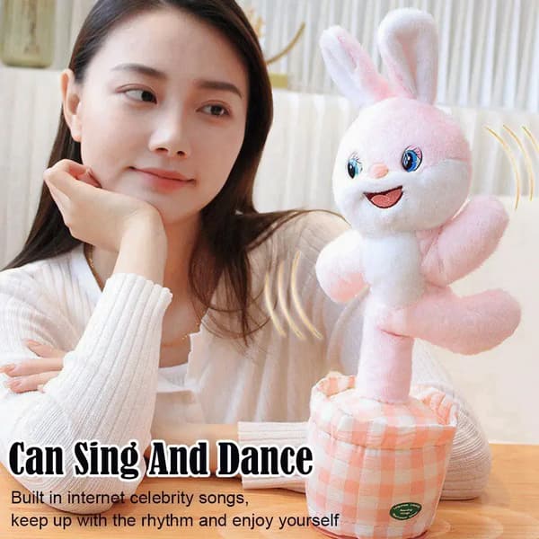 Dancing Rabbit Cow Interactive Learning Musical Talking Repeat Talking Stuffed Animal Gift Same Intelligent Cactus(D) color Blue Rabbit