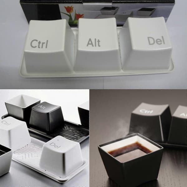 3 st Tangentbord Kaffe Te Vatten Kopp Ctrl Del Alt Nyckel Mugg Med Bricka Set, 50% Erbjudande