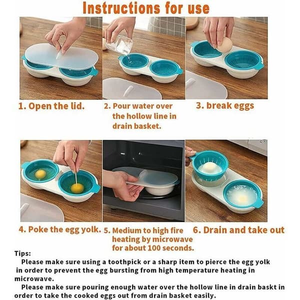 Microwave Egg Cooker, 2-Layer with Drain Baskets, Food Grade Egg Steamer Tray (Orange)