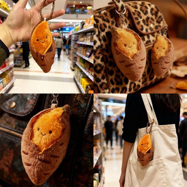 Funny e Cartoon Roasted Sweet Potato Keychain Bag Pendant