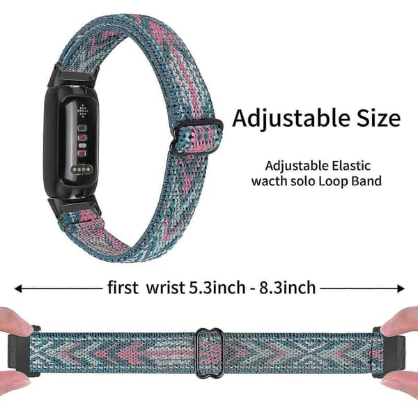 DB Armbånd til Fitbit Inspire 3 Nylon Elastisk Flettet Solo Loop Sportsurrem med Sort Stik - 4# 37