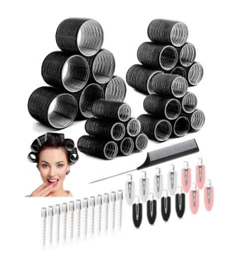 Hair Curlers Hair Rollers 48 Pcs Set with 24 Hair Rollers 4 Sizes (6 Jumbo Rollers/6 Large Rollers/6 Medium Rollers/6 Small Rollers) and 24 Hair Clips