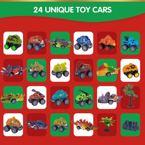 2025 Dinosaur Bil Julekalender til Drenge, 24 Dages Træk-Tilbage Monstertruck Sæt