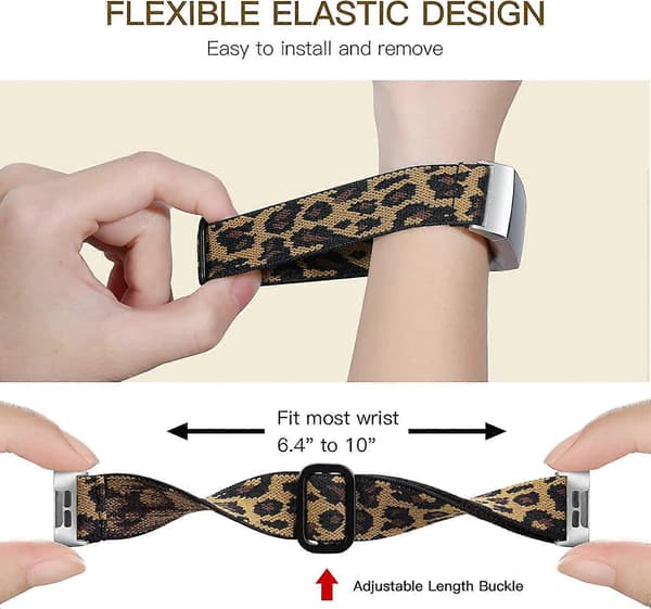 2-pack Elastiskt Band Kompatibelt med Fitbit Charge 4/Fitbit Charge 3 Armband för Kvinnor Män, Justerbart Stretchigt Loop Nylontyg Rembyte för C