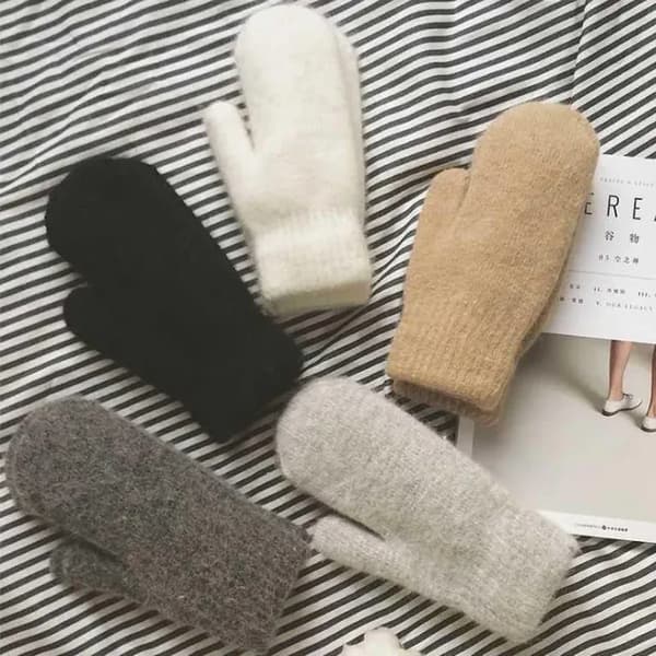 Vinter Varma Plys Handsker Elastiske Bløde Fuld Finger Lysegrå 21,5*7,5cm camel