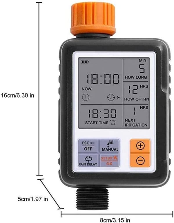 1 sæt automatisk havevandingsur digitalt display vandingscontroller til græsplæner, planter og blomsterbede lækagesikkert design låsefunktion