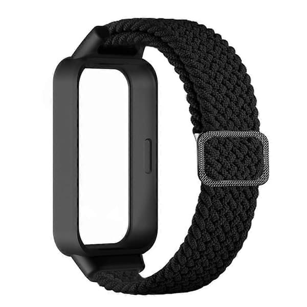 Vævet nylonrem til Xiaomi Band 9 Active og Redmi Band 3 med lås - sort Multicolor Black