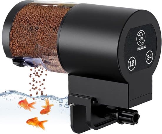 Automatic Feeder - Automatic Aquarium Feeder - Large 100ml Capacity - With Adjustable Feeding Timer - Battery Operated - Suitable for Flakes and Pellets