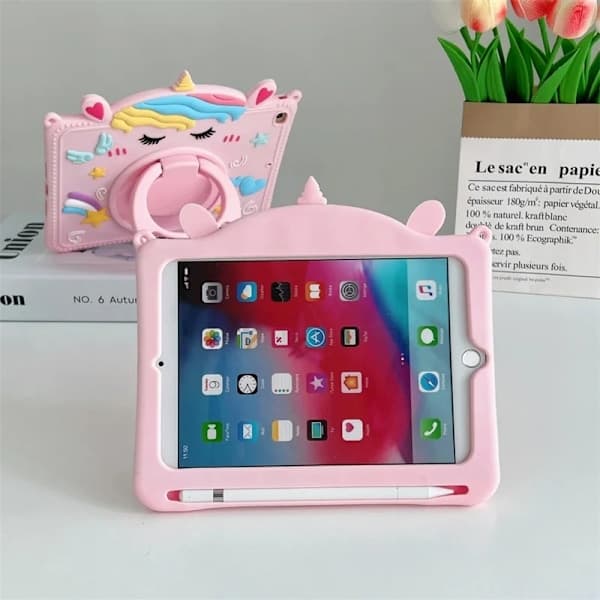 Barnställfodral för Samsung Galaxy Tab S6 A7 Lite A8 A9 Plus 8.7 11 tum Tecknad Enhörning Silikon JMDJS-NoSP