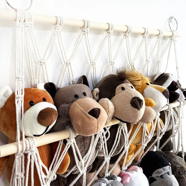 Hanging Basket Three Tiers Tassel Hammock Stuffed Animal Organizer B