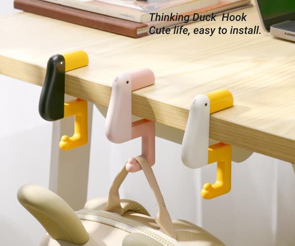3-pack duck-like purse hooks, suitable for heavy use on desks - no drilling required, foldable and non-slip hooks.