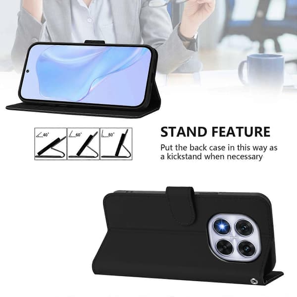 Solid Color PU Case for Redmi Note 14 Pro 5G / 14 Pro+ 5G Black