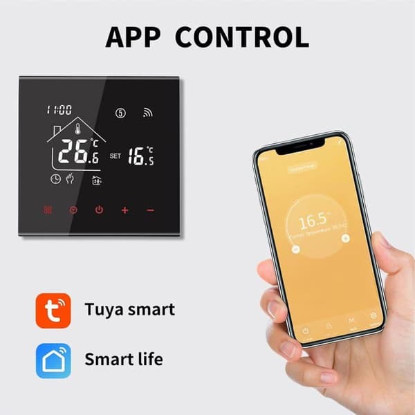 Smart WiFi Digital Termostat - Energibesparende Gulvvarme Sort