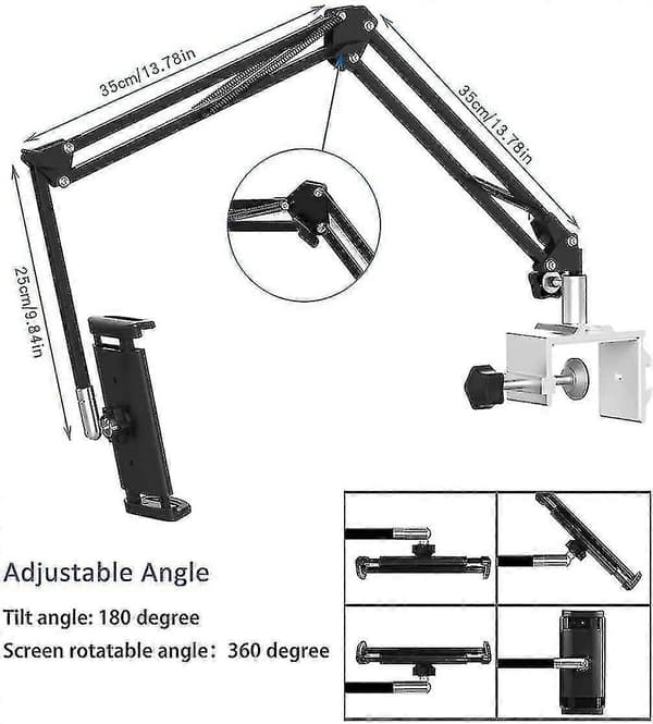 Tablet Holder for Bed, Adjustable and Foldable with 360 Degree Rotation for iPhone, iPad, Mobile Phone, Tablet, Kindle Fire or Other Devices