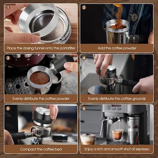 51mm Espresso Kit - Coffee Distributor and Tamper, WDT Tool, Dosing Funnel for Delonghi