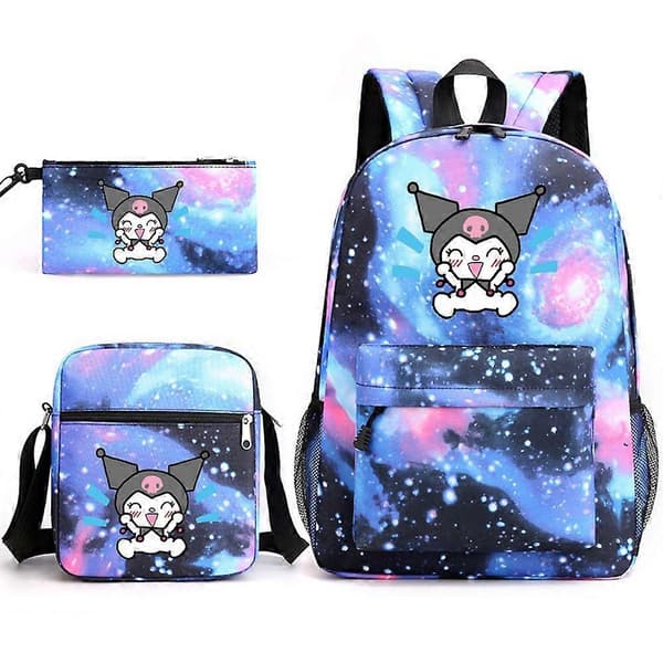 Kuromi School Bag Backpack Pencil Case Shoulder Bag Three-Piece Set _07
