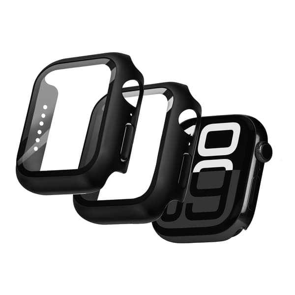2-Pack Protective Case with Built-in Screen Protector for Apple Watch 44mm – Full Coverage Protection with Tempered Glass, Easy Installation (Black)