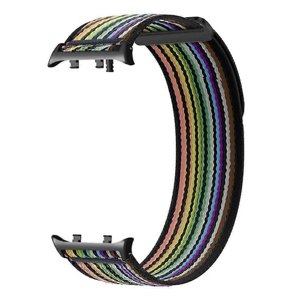 Til Huawei Watch D2 Nylon Urrem Justerbar Erstatningsrem - Blågrå Multicolor Black Rainbow