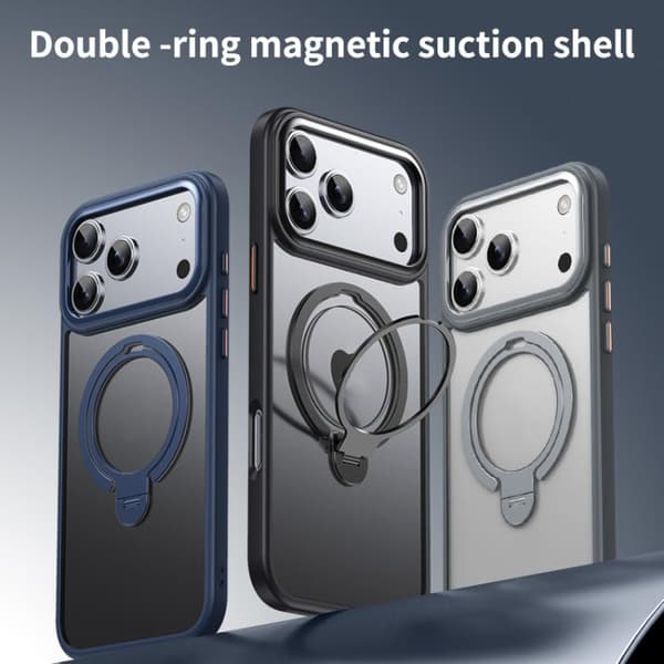 iPhone 17 Pro Max-deksel med dobbel ring MagSafe magnetisk holder Brons