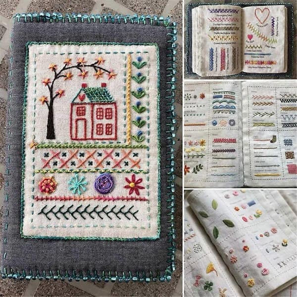 High-Quality DIY Embroidery Book, Embroidery Pattern Book, Embroidery Craft Gift Box, Including 24-Pack Embroidery Floss and 86 Sewing Tools As Shown