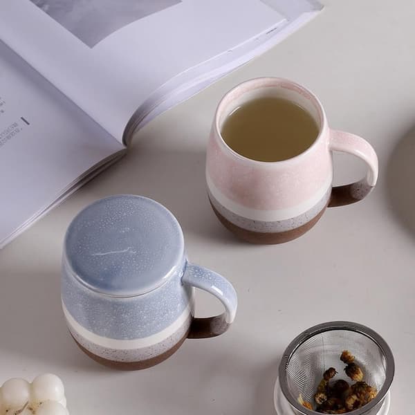 Teacup with Infuser, Lid, and Spoon, Large Ceramic Mug for Office and Home style2
