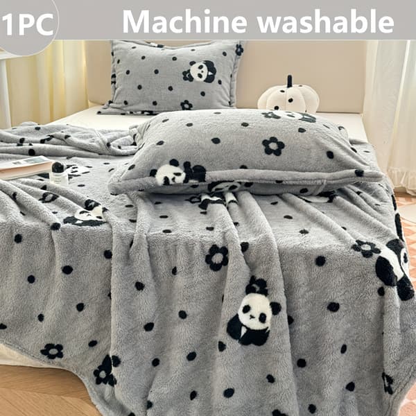 Glamorøs flanneltæppe med pandamotiv - vendbart, helårs, multifunktionel komfort - 100% polyester, maskinvaskbar polykrom polykrom Polychrome 150*200cm