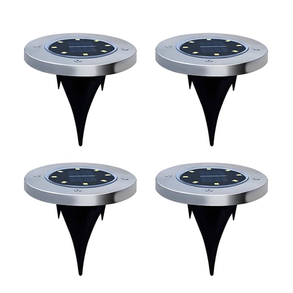 4 deler solcellelamper utendørs hage, 8 LED marklamper 3000k varmhvit vanntett Ip65 solcellelamper innfelte solcellelamper for gangvei P