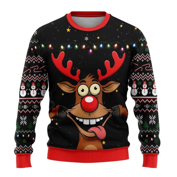 Christmas Sweater with Round Neck, Pullover, 3D Printed Long Sleeve Winter Sweater - EL3639 - Size L L