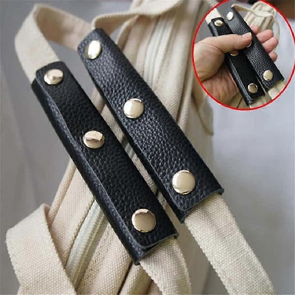 2 Pcs Bag Handle Covers Anti-strangle Hand Knobs Faux Leather Comfortable Feel Suitcase Handle Wrap Luggage Decor KAESI Black