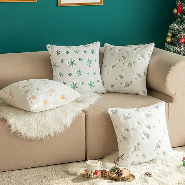 Julepudebetræk, Glædelig Jul Pudebetræk til Seng Sofa Stol Bil, Sæt med 2, 45 x 45 cm, Stil 2