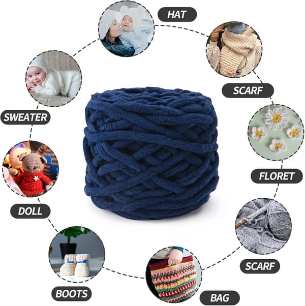 Hæklegarn 4xHæklegarn til Hækling, Blødt Chunky Garn til Garnprojekter Navy blue