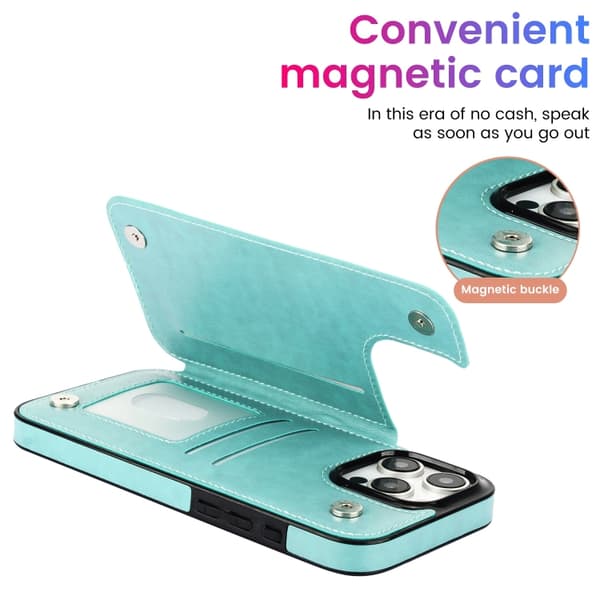 iPhone 16 Pro Max Cover - Dobbelt Spænde Mandala Læder Etui Grön
