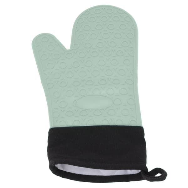 Silicone Oven Mitts Non-Slip Kitchen Baking Gloves High Temperature Resistant 2 Fingers Long Green