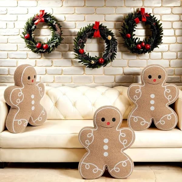 1-pak jule-peberkagemand pudebetræk – Jule-peberkageformet pude til sofa, stue og seng, 33×43 cm 1-Pack