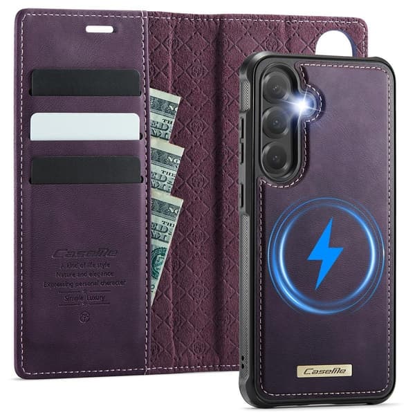 MagSafe Wallet Case for Samsung Galaxy S25FE - Detachable 2-in-1 Shell with RFID röd