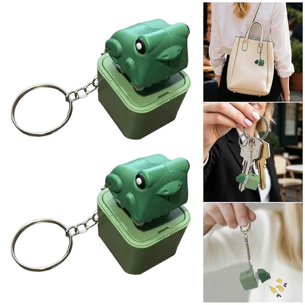 Frog Croaking Fidget Toy – with Lights & Sounds – Rechargeable Keyboard Keychain 2pcs