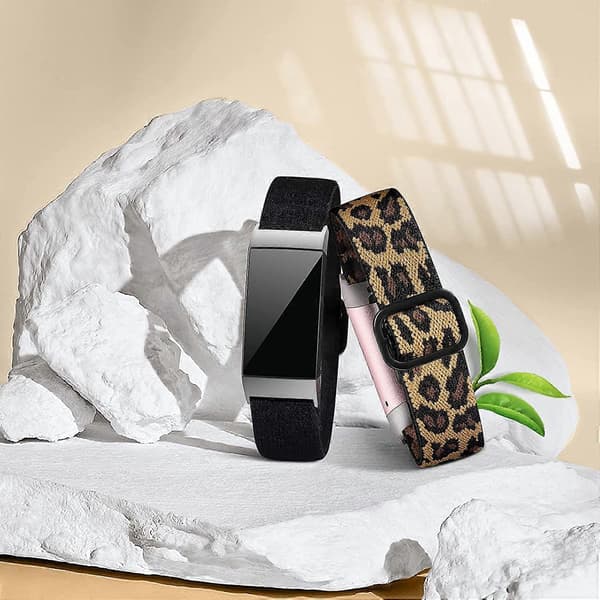 2-pack Elastiskt Band Kompatibelt med Fitbit Charge 4/Fitbit Charge 3 Armband för Kvinnor Män, Justerbart Stretchigt Loop Nylontyg Rembyte för C