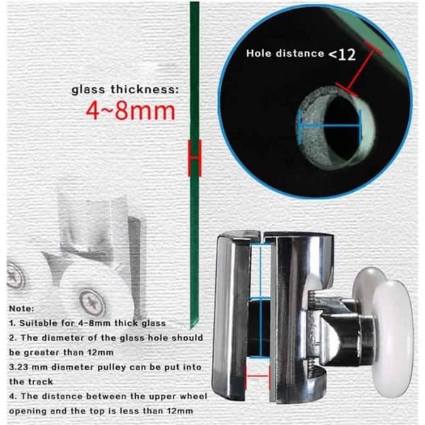 Dusjdørruller - FOLAYA 23 mm Sett med 4 Sink Nylonhjul