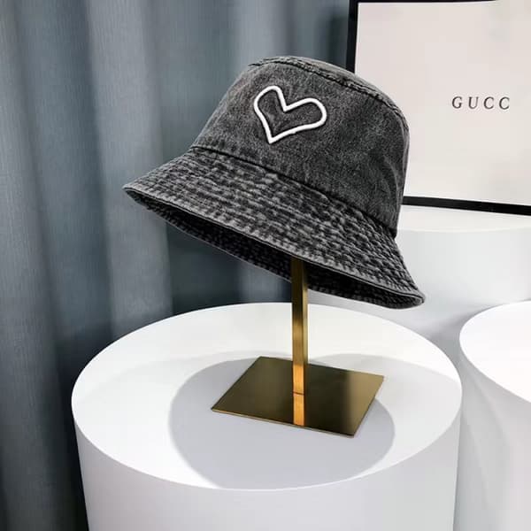 Vasket Denim Bøllehat Fiskerhat Unisex Sort