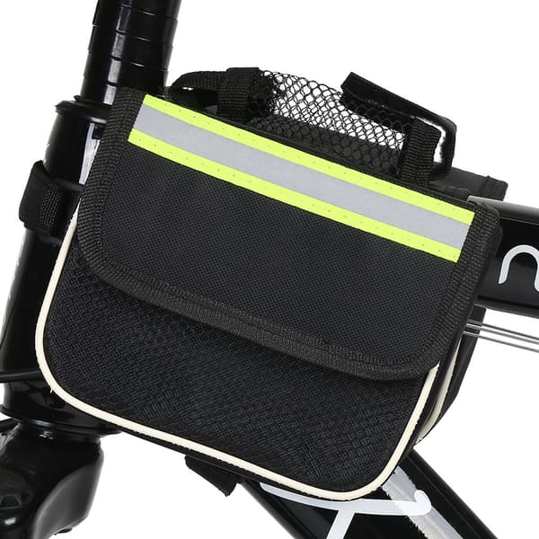 Front Frame Saddle Top Tube Bike Bag, Waterproof Bicycle Bag with Double Pockets
