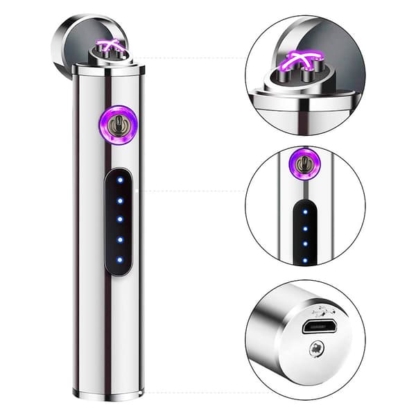 Ultra Mini Double Arc USB-sytytin, hopea silver