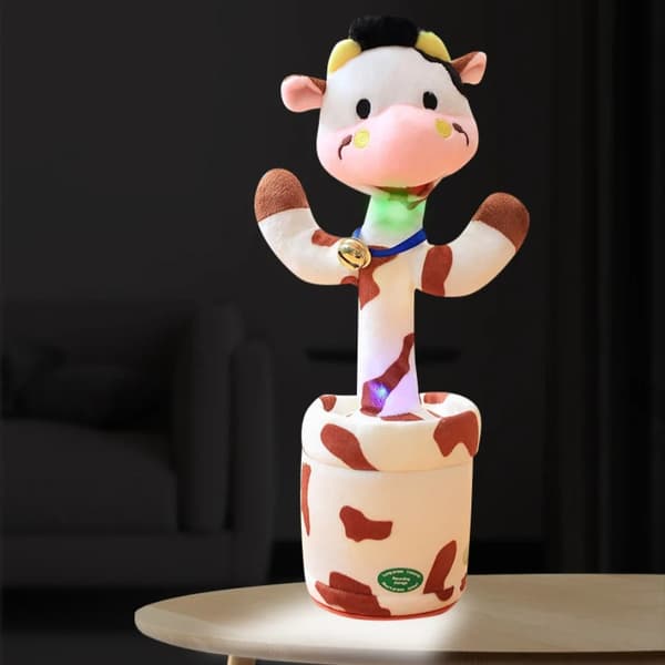 Dancing Rabbit Cow Interactive Learning Musical Talking Repeat Talking Stuffed Animal Gift Same Intelligent Cactus(D) color Blue Rabbit