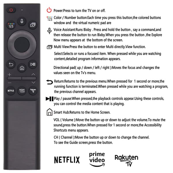 Samsung Smart TV Remote Control with Voice Control BN59-01357D Compatible Black black