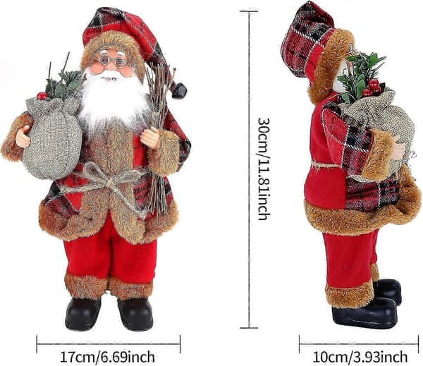 Julenissefigur Juledekorasjon Stående Gammel Mann Barnegavepynt 30 cm