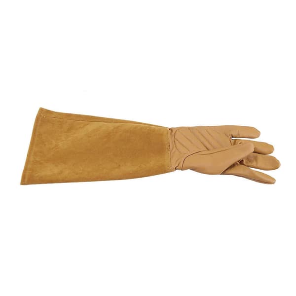 Rose Pruning Leather Garden Gloves Durable Puncture Proof Long Work Gloves (Brown M)