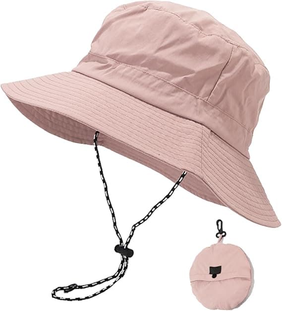 Women's Packable Sun Hat UPF 50+ - Rainproof Bucket Hat - Quick-Drying & Breathable - For Beach, Pool & Travel - Pink