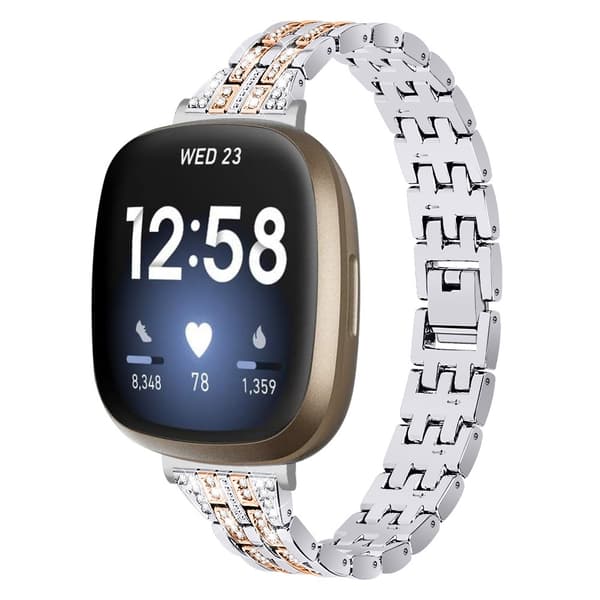 Dobbelt række armbånd Fitbit Versa 3/Sense Sølv/Rosa Guld