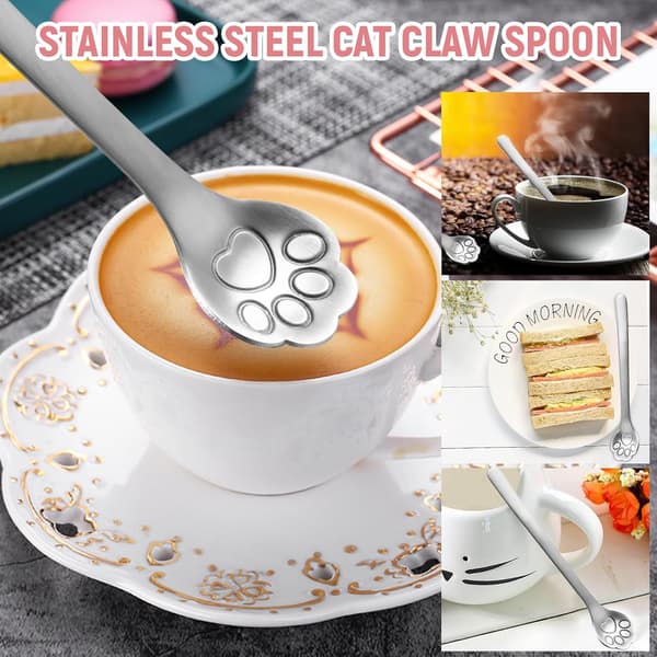 Stykker Kattepote-ske, Katte-espressoskeer, Dessertske i rustfrit stål